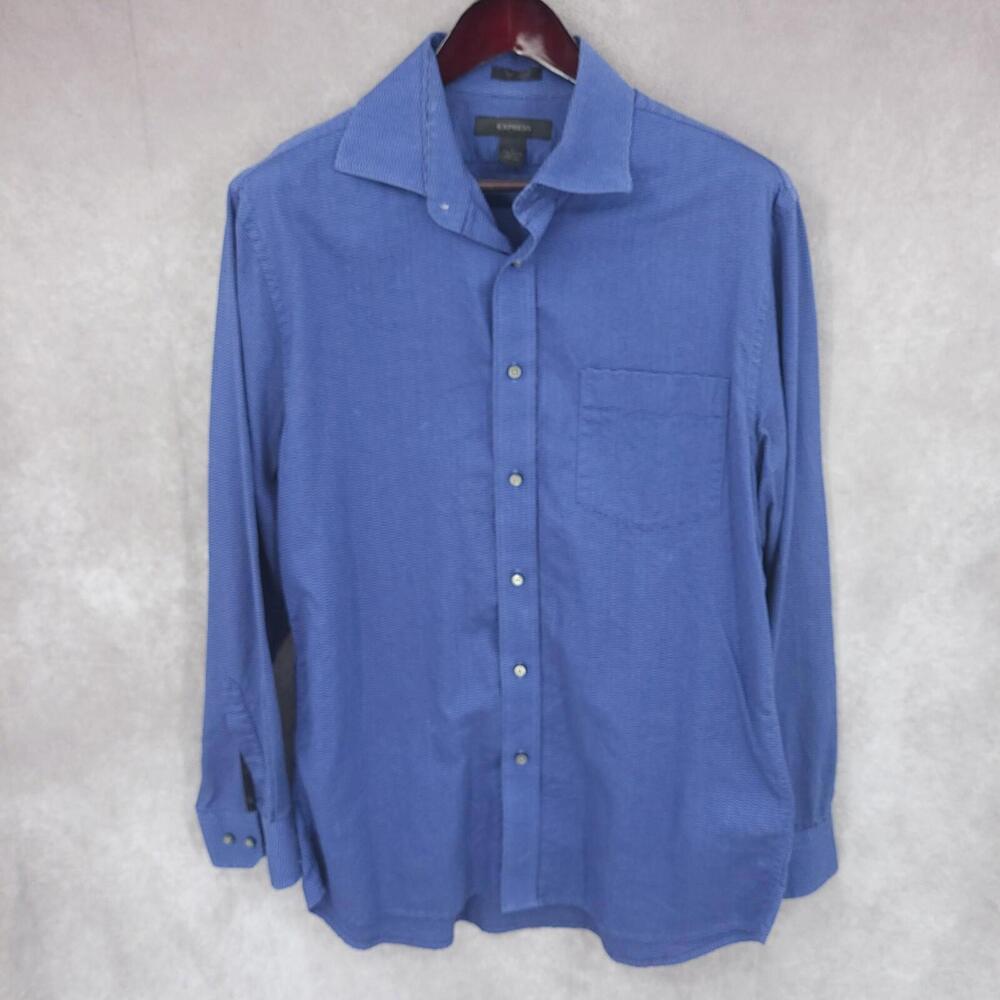 Express Shirt‎ Mens Large Blue Button Up Long Sleeve Cotton